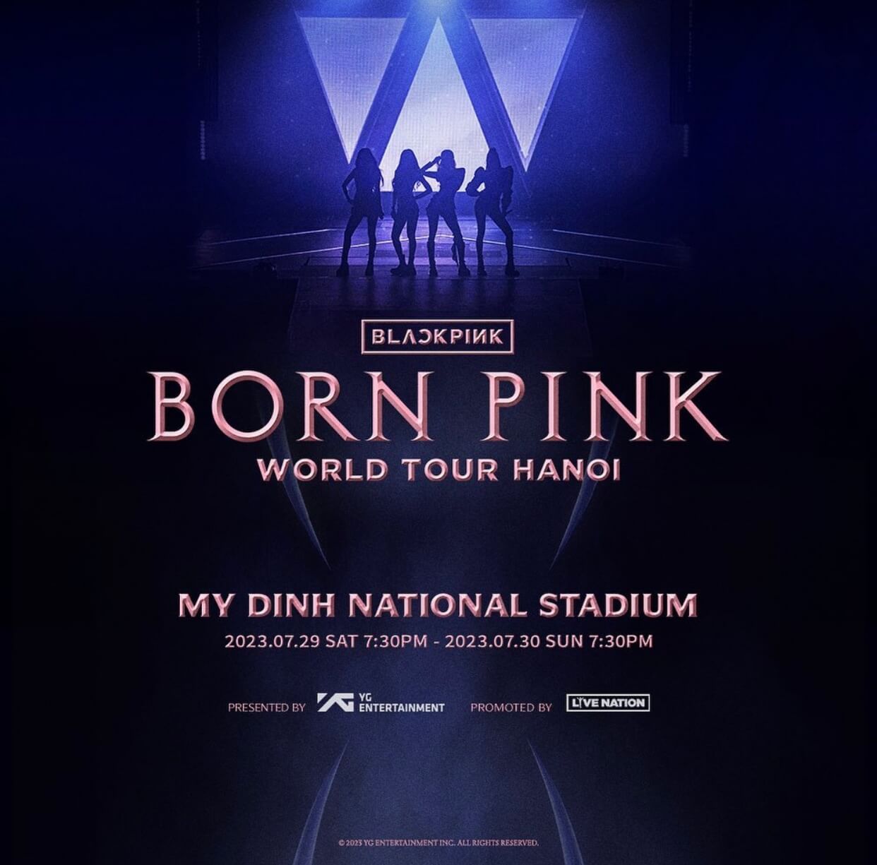 BLACKPINK sẽ tổ chức concert “World Tour Born Pink” vào 2 ngày từ 29/7 đến 30/7/2023 tại sân vận động Mỹ Đình