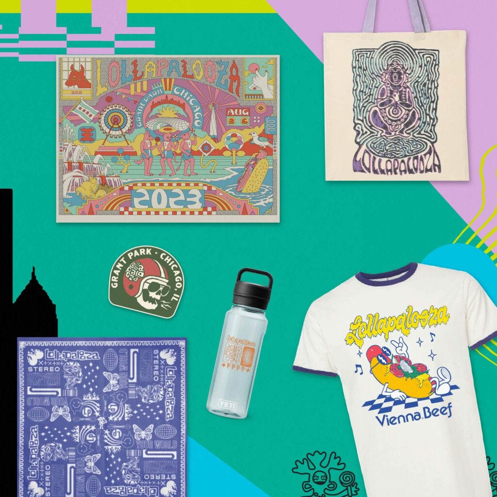 Merchandise đa dạng tại Lollapalooza 2023