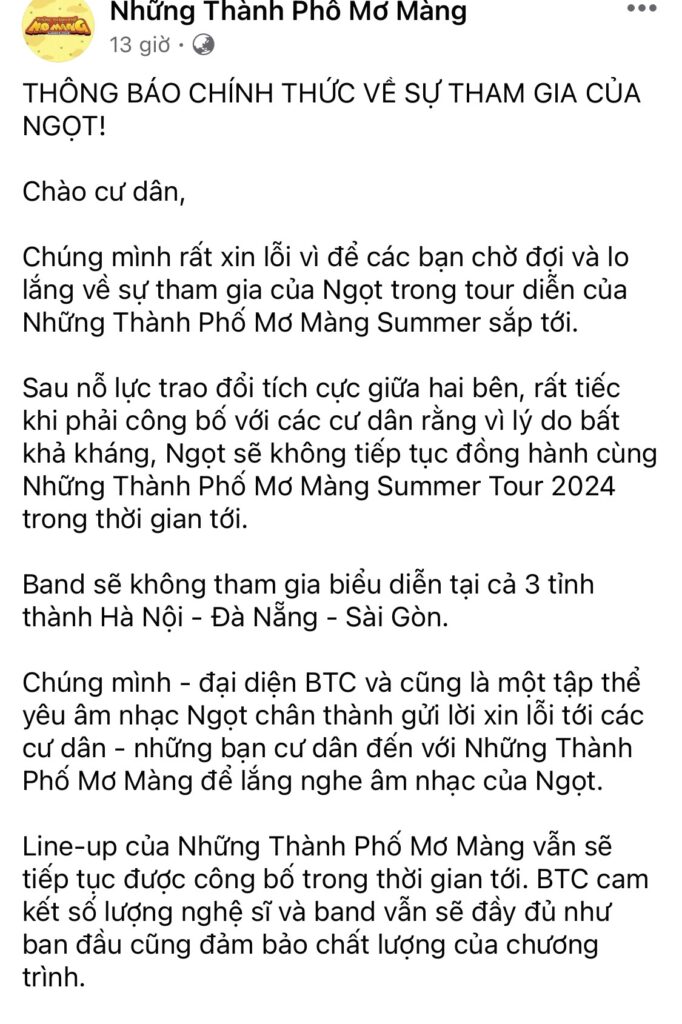 Thong bao cua Nhung Thanh Pho Mo Mang Summer Tour 2024