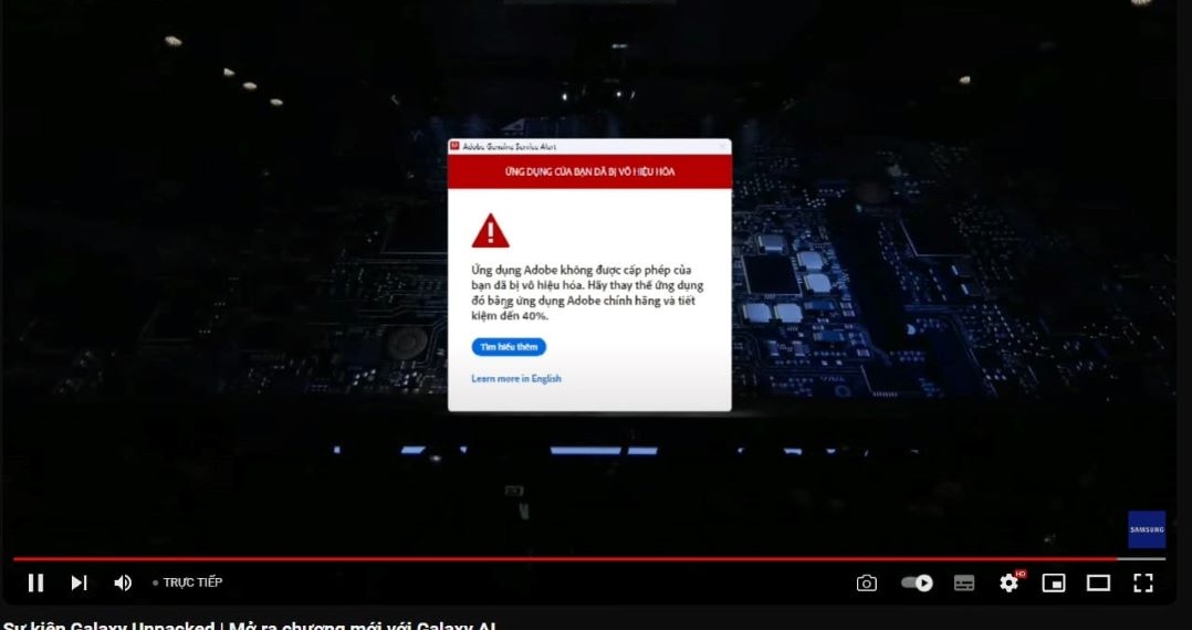 samsung dùng adobe lậu