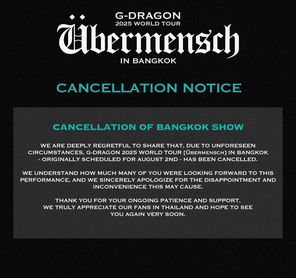 hủy concert g-dragon tại thái lan