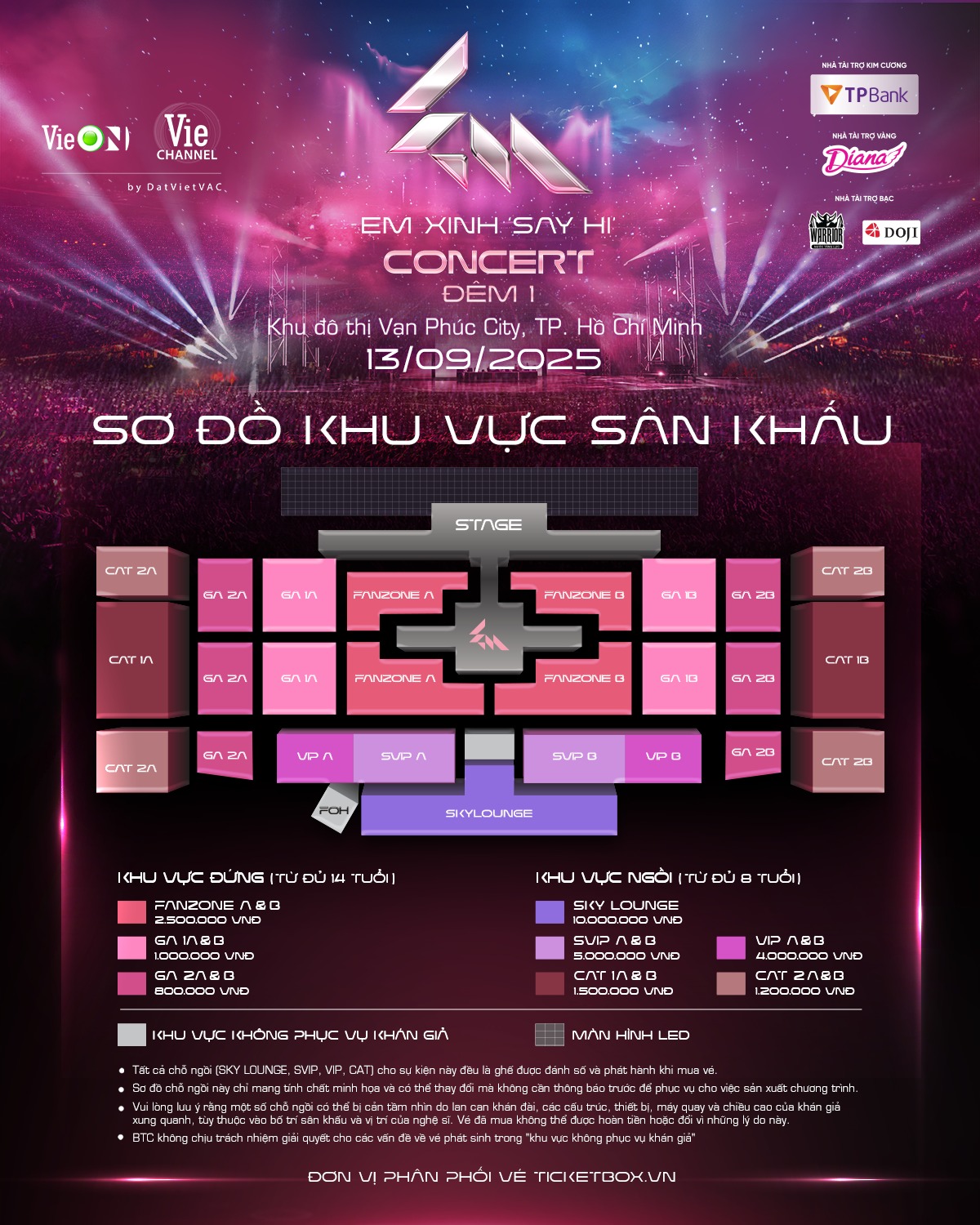 Em Xinh Say Hi Concert giá vé và seat map 1