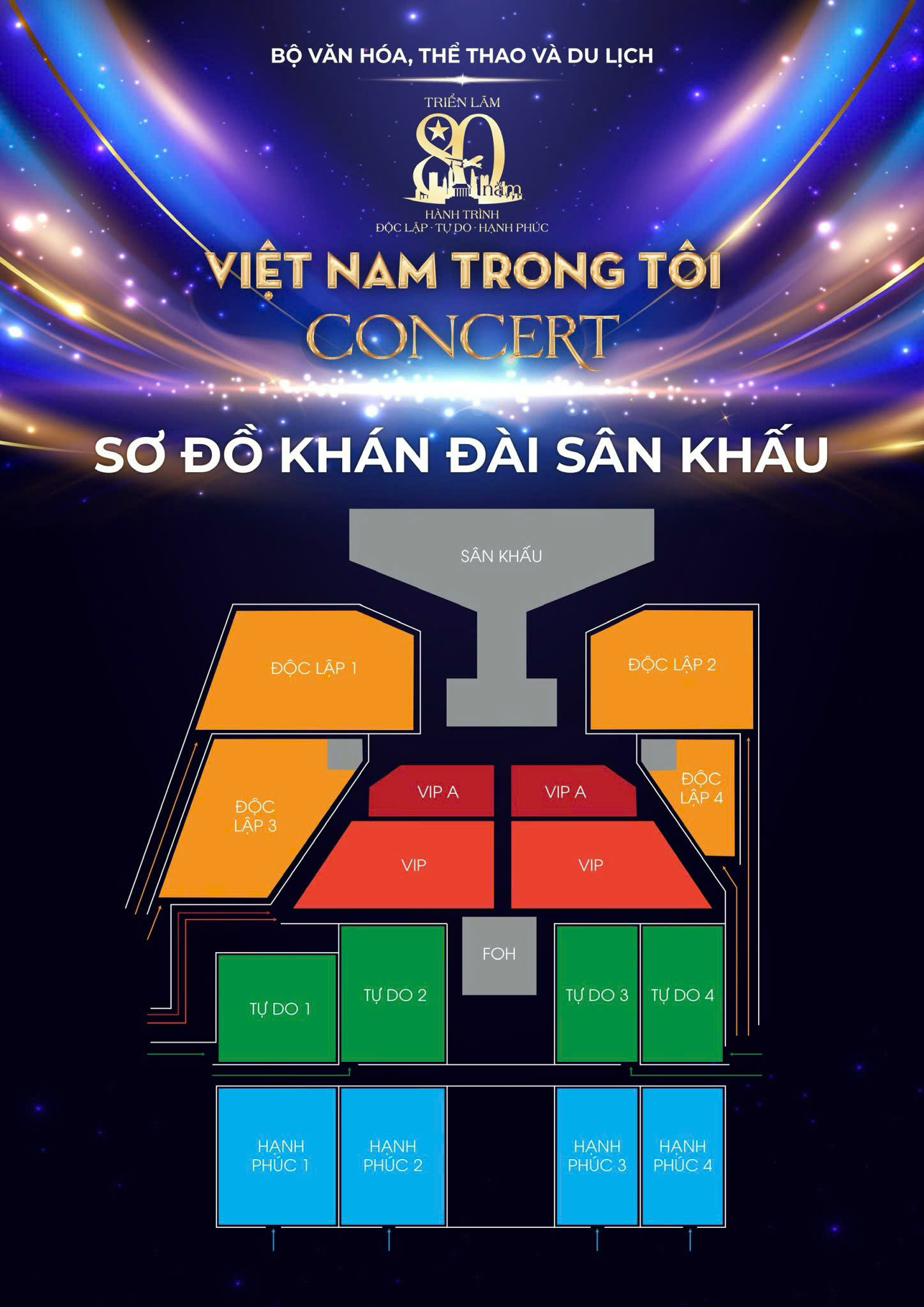 Sơ đồ sân khấu concert Việt Nam trong tôi dịp kỷ niệm 80 năm Quốc khánh 2/9