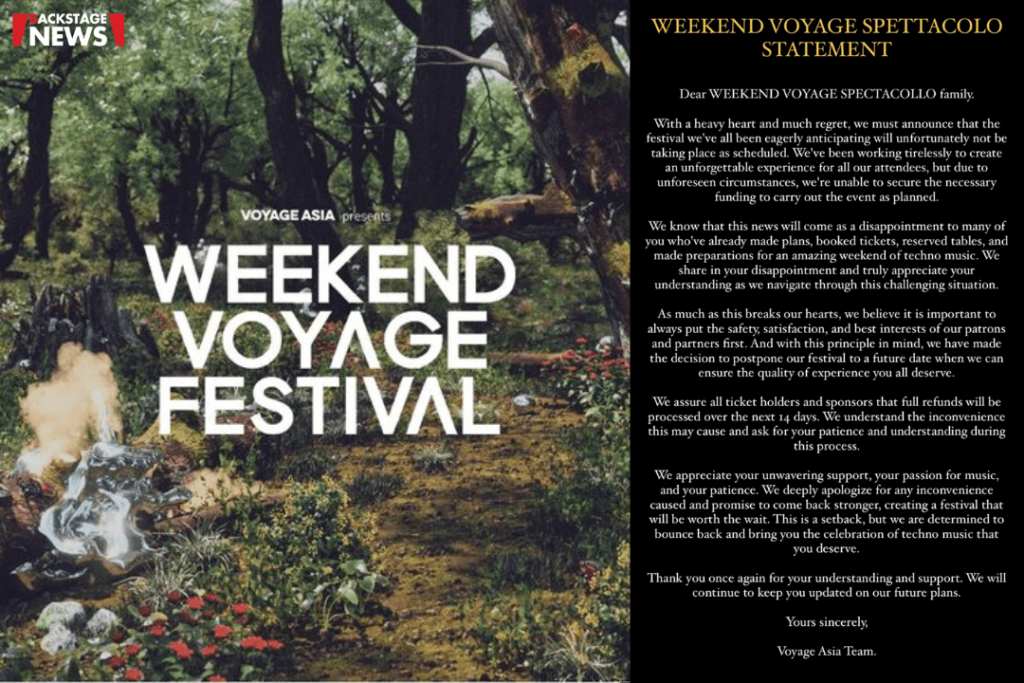 Weekend Voyage Festival thông báo hủy show