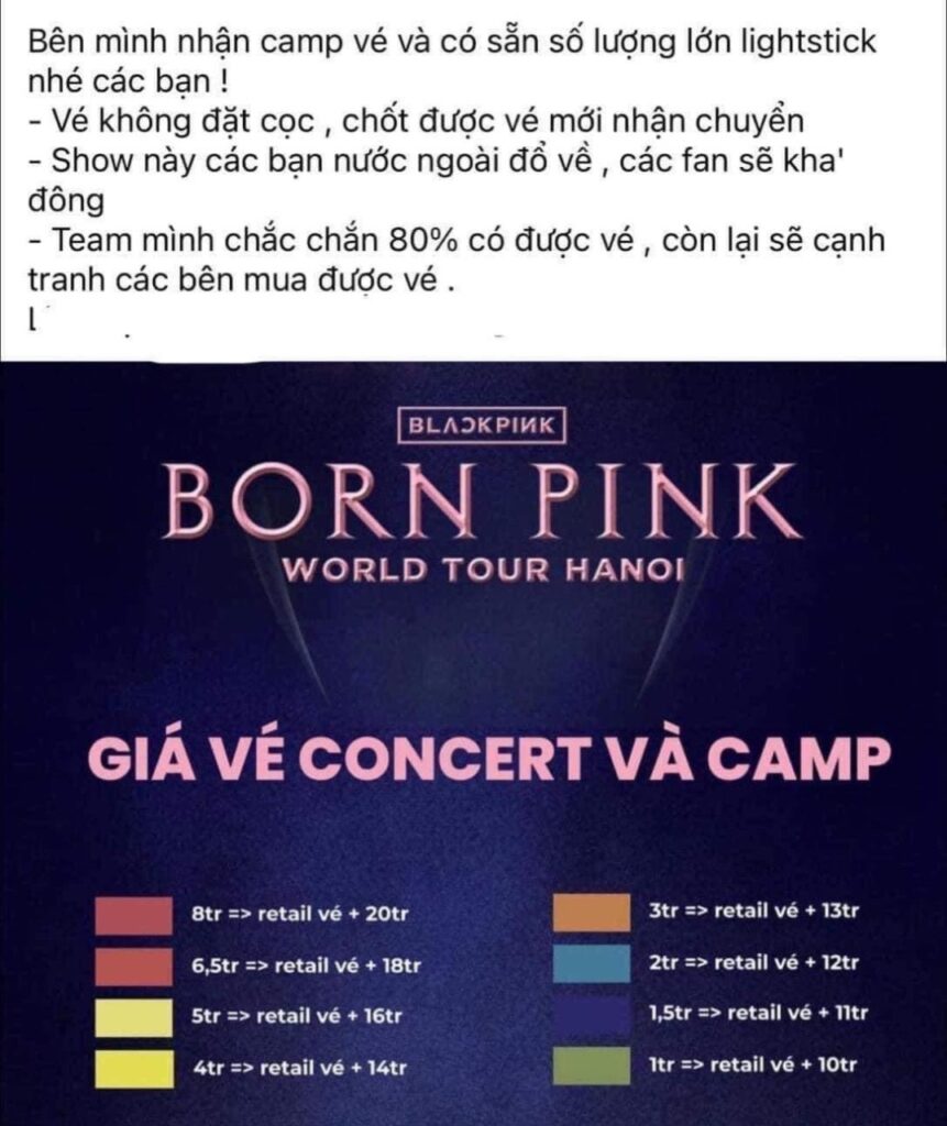 Bài đăng nhận camp vé concert Born Pink