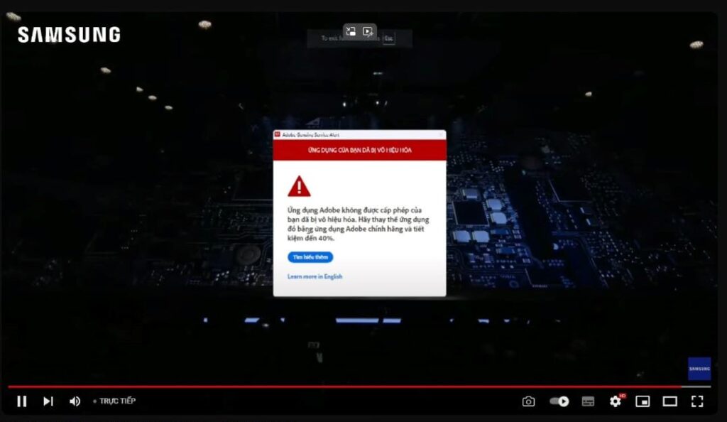samsung dùng adobe lậu