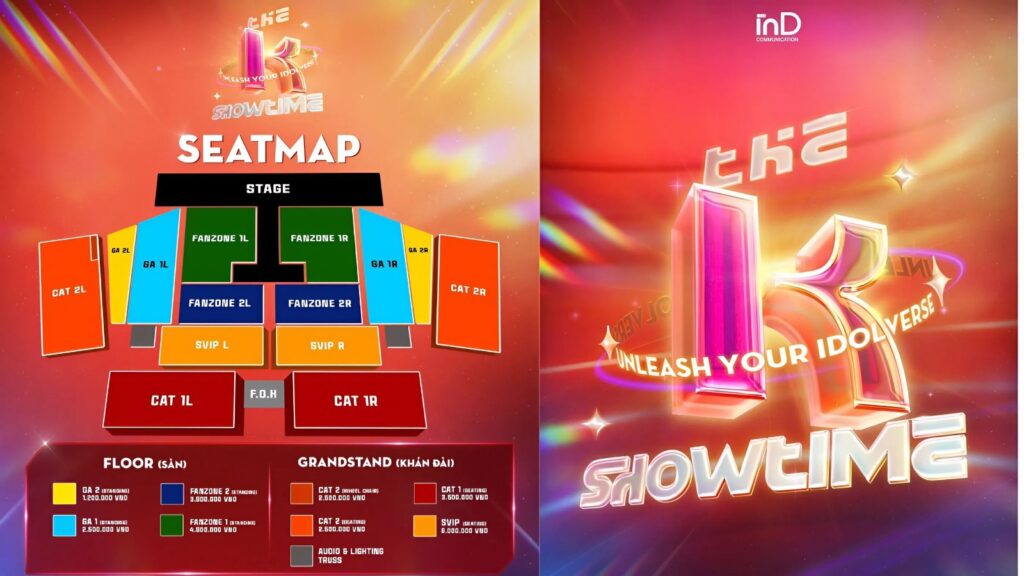 the k showtime công bố seatmap giá vé