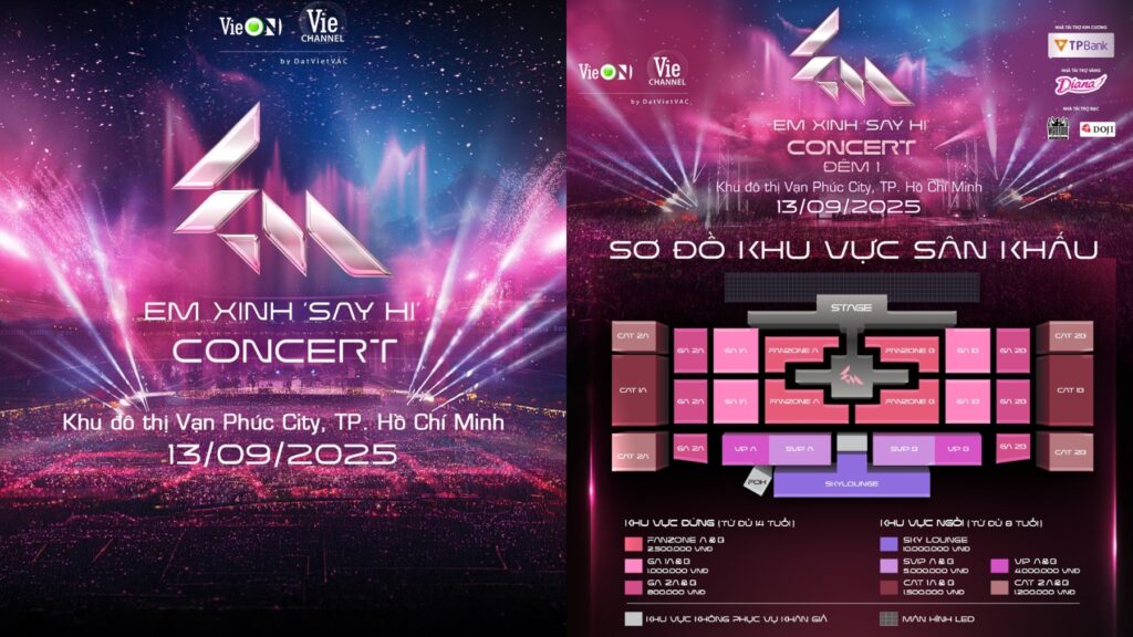 Em Xinh Say Hi Concert giá vé và seat map